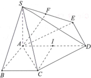 Cho hình chóp S.ABCD có đáy ABCD là hình thang vuông tại A và B với (ảnh 1)