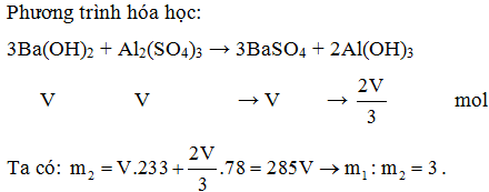 Nhỏ từ từ 3V dung dịch Ba(OH)2 (dung dịch X) vào V ml dung dịch A12(SO4)3 (ảnh 1)