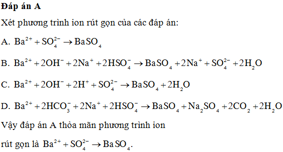 Phản ứng nào sau đây có phương trình ion rút gọn (ảnh 1)