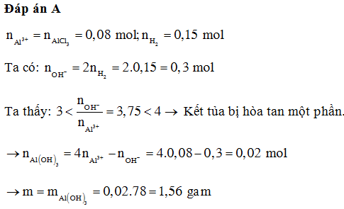 Cho hỗn hợp gồm Na và Ba vào 200 ml dung dịch AlCl3 0,4M. Kết thúc phản ứng (ảnh 1)