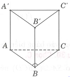 Cho khối lăng trụ đứng ABC.A’B’C’ có B'B'=a, đáy ABC (ảnh 1)