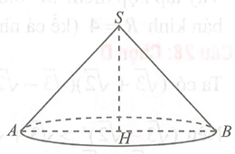 Cho hình nón tròn xoay có thiết diện qua đỉnh là một tam giác vuông (ảnh 1)