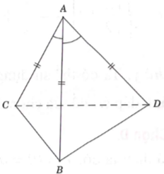 Cho tứ diện ABCD có AB=AC=AD và góc BAC= góc BAD=60 (ảnh 1)