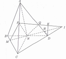 Cho tứ diện ABCD và M, N, P lần lượt thuộc BC, BD, AC sao cho BC=4B, (ảnh 1)