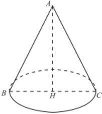 Cho hình nón có thiết diện qua trục là một tam giác vuông cân có cạnh góc vuông bằng 2a. (ảnh 1)