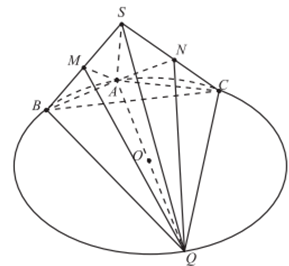 Cho hình chóp S.ABC có SA=a, AB= a căn 3, góc BAC =150 độ và SA vuông góc (ảnh 1)