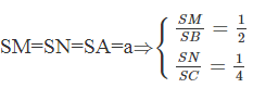 Cho khối chóp S. ABC có  ˆ A S B = ˆ B S C = ˆ C S A = 60 o , SA=a, SB=2a, SC=4a. Tính thể tích khối chóp S. ABC theo a. (ảnh 1)