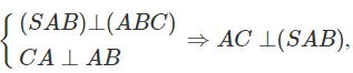 Cho hình chóp S. ABC có đáy là tam giác ABC vuông tại A góc  ˆ A B C = 30 o ; tam giác SBC là tam giác đều cạnh a và mặt phẳng (SAB) vuông góc mặt phẳng (ABC). Khoảng cách từ A đến mặt phẳng (SBC) là: (ảnh 1)