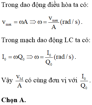 Gọi A và v M lần lượt là biên độ và vận tốc cực đại của một vật trong dao động điều (ảnh 1)