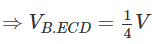 Cho khối tứ diện ABCD có thể tích V và điểm E trên cạnh AB sao cho AE = 3EB. Tính thể tích khối tứ diện EBCD theo V. (ảnh 1)