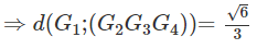 Cho hình tứ diện đều ABCD có cạnh bằng 3. Gọi G₁, G₂, G₃, G₄ lần lượt là trọng tâm của bốn mặt của tứ diện ABCD. Tính thể tích V của khối tứ diện G₁G₂G₃G₄. (ảnh 1)