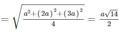 Ba đoạn thẳng SA, SB, SC đôi một vuông góc tạo với nhau thành một tứ diện SABC với  S A = a , S B = 2 a , S C = 3 a . Tính bán kính mặt cầu ngoại tiếp hình tứ diện đó là: (ảnh 1)