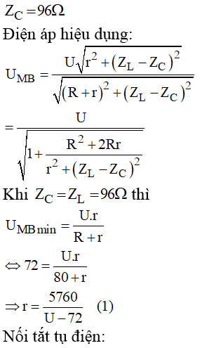 Đặt điện áp u=U căn 2.cos(50.pi.t) V vào đoạn mạch AB như hình vẽ: điện (ảnh 1)