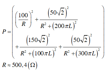 Đặt một điện áp có biểu thức u=200.cos mũ 2.cos.100.pi.t+400.cos mũ 3.100.pi.t vào (ảnh 1)
