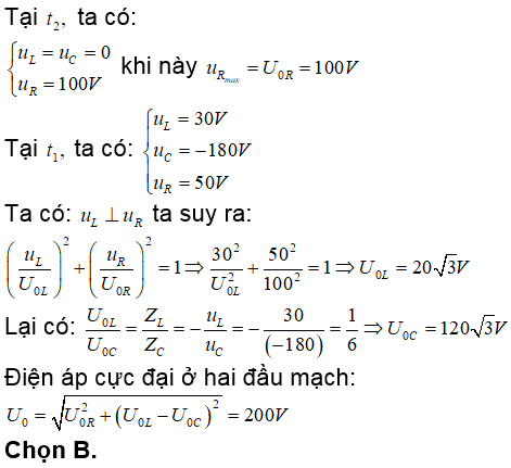 Đặt điện áp xoay chiều có biểu thức u= U0.coswt (V) trong đó U0, w không đổi vào hai đầu đoạn (ảnh 1)
