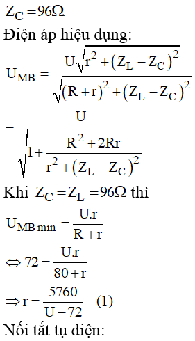 Đặt điện áp u=U căn 2.cos(50.pi.t) V vào đoạn mạch AB như hình vẽ: điện trở (ảnh 1)