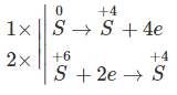 Lưu huỳnh tác dụng với axit sunfuric đặc, nóng: S   +   2 H 2 SO 4   đặc   t o → 3 SO 2   +   2 H 2 O  Trong phản ứng này, tỉ lệ số nguyên tử lưu huỳnh bị khử và số nguyên tử lưu huỳnh bị oxi hoá là: (ảnh 1)