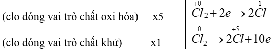 Cho phản ứng hoá học:  C l 2 + K O H   → K C l   + K C l O 3 + H 2 O  Tỉ lệ giữa số nguyên tử clo đóng vai trò chất oxi hoá và số nguyên tử clo đóng vai trò chất khử trong phương trình hoá học của phản ứng đã cho tương ứng là : (ảnh 1)