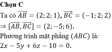 Trong không gian Oxyz cho ba điểm A (1; 2; 3), B (3; 4; 4), C (2; 6; 6) (ảnh 1)