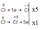 Khi clo tác dụng với kiềm đặc nóng, tạo muối clorat thì có một phần clo bị khử, đồng thời một phần clo bị oxi hóa. Tỉ lệ số nguyên tử clo bị khử và số nguyên tử clo bị oxi hóa là:  A. 1 : 1  B. 3 : 1  C. 1 : 5  D. 5 : 1 (ảnh 1)