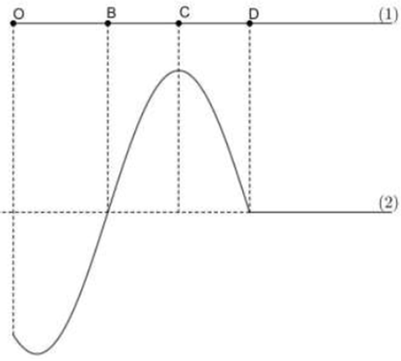 Tại t1 = 0 đầu O của một sợi dây đàn hồi nằm ngang bắt đầu (ảnh 1)