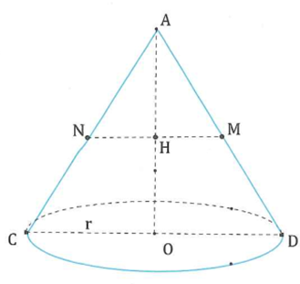 Một hình nón được cắt bởi một mặt phẳng (P) song song (ảnh 1)