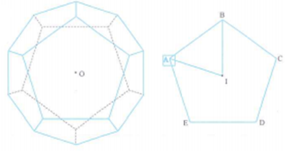 Một khối đèn laze có dạng khối 12 mặt đều, biết rằng diện tích (ảnh 2)