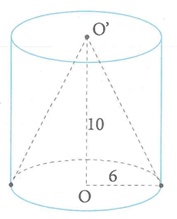 Một hình trụ có hai đáy là hai hình tròn (O, 6) và (O', 6), OO' (ảnh 1)