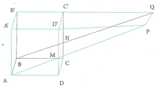 Cho hình hộp ABCD. A'B'C'D' có thể tích V, gọi M, N là hai điểm (ảnh 1)