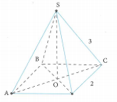 Cho hình chóp tứ giác đều S.ABCD có cạnh đáy bằng 2 (ảnh 1)