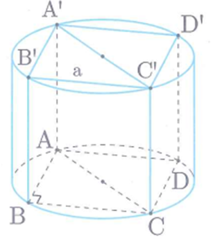 Cho hình trụ ngoại tiếp hình lập phương cạnh a. Diện tích (ảnh 1)