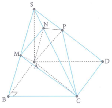 Cho hình chóp S.ABCD có đáy là hình vuông cạnh 2 căn bậc hai (ảnh 1)