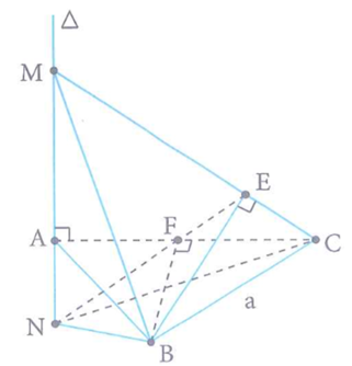 Cho tam giác đều ABC có cạnh bằng a, trên đường thẳng (ảnh 1)