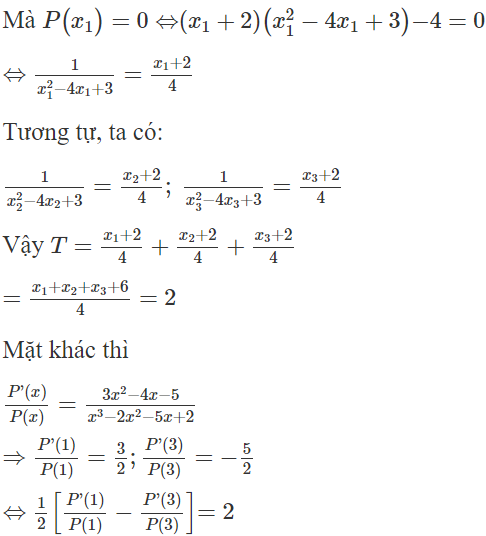 Biết rằng đồ thị của hàm số  y = P ( x ) = x^ 3 − 2 x ^2 − 5 x + 2  cắt trục hoành tại ba điểm phân biệt (ảnh 1)