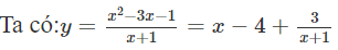 Phương trình đường tiệm cận xiên của đồ thị hàm số  y = x ^2 − 3 x − 1 /x + 1  là (ảnh 1)