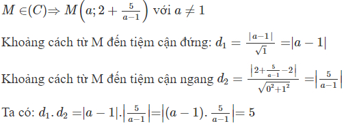 Cho đường cong  ( C ) : y = 2 x + 3 /x − 1  và M là một điểm nằm trên (C). Giả sử (ảnh 1)