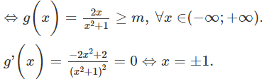 Tìm tập hợp tất cả các giá trị của tham số thực của m để hàm số  Y= ln( x^2+ 1) –mx+1 đồng biến trên  R. (ảnh 1)