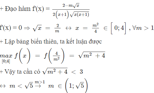 Cho hàm số f(x) =  2 căn bậc hai x + m / căn bậc hai  x + 1  với m  là tham số thực. Tìm tất cả các giá trị của (ảnh 1)