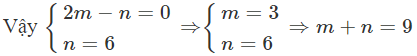 Biết đồ thị hàm số   y = ( 2 m − n ) x^ 2 + m x + 1 /x ^2 + m x + n − 6  (m, n là tham số) nhận trục hoành và trục tung làm hai đường tiệm cận (ảnh 1)