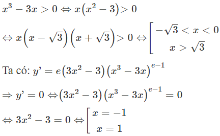 Hàm số  y = ( x ^3 − 3 x ) ^e  có bao nhiêu điểm cực trị A. 2  B. 0  C. 3  D. 1 (ảnh 1)