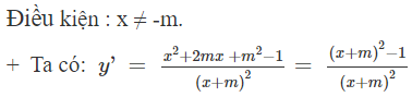 Tìm tất cả các giá trị thực của tham  số m  để hàm số y =  x ^2   + m x   + 1/ x + m  liên tục và đạt cực tiểu trên (ảnh 1)