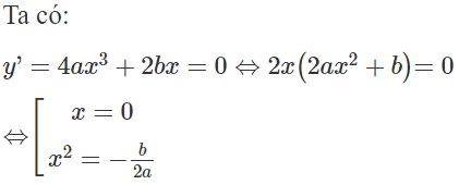 Với điều kiện  a c ( b ^2 − 4 a c ) > 0 và  a b < 0  thì đồ thị hàm số  y = a x ^4 + b x ^2 + c  cắt trục hoành tại bao nhiêu (ảnh 1)