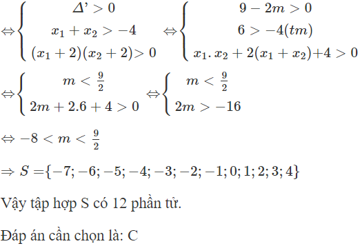 Gọi S là tập hợp các giá trị nguyên m để đồ thị hàm số  y = căn bậc hai x + 2 /căn bậc hai x ^2 − 6 x + 2 m  có hai đường (ảnh 1)