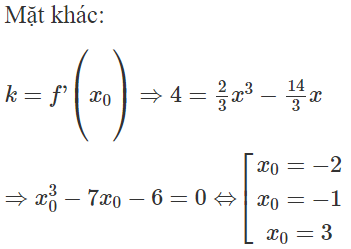 Cho hàm số  y = 1 /6 x ^4 − 7 /3 x^ 2  có đồ thị hàm số (C). Có bao nhiêu điểm A thuộc (C) sao cho (ảnh 1)