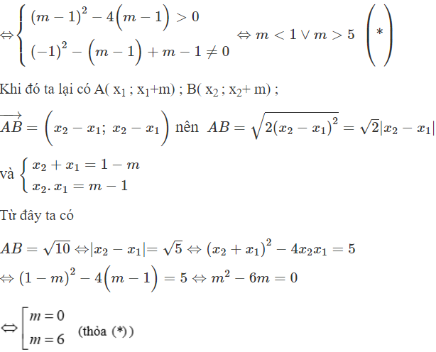 Cho hàm số  y = 2 x + 1 /x + 1 có đồ thị C  và d: y= x+ m. Giá trị của tham số m để d (ảnh 1)