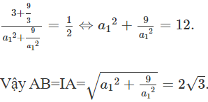 Cho hàm số  y = x − 1/ x + 2   có đồ thị (C) . Gọi  I  là giao điểm của hai tiệm cận (ảnh 1)