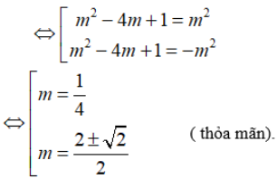 Tính tổng  các giá trị của tham số m để đồ thị hàm số: y= − x ^4 + 2 m x ^2 − 4 m + 1   có ba điểm cực trị (ảnh 1)