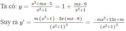 Gọi  m 0  là giá trị của m thỏa mãn đồ thị hàm số  y = x ^2 + m x − 5 /x ^2 + 1  có hai điểm cực trị A, B (ảnh 1)