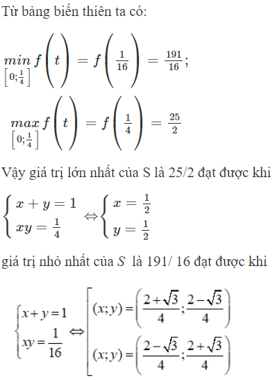 Cho các số thực x; y thõa mãn x ≥ 0; y ≥ 0  và x + y = 1. Giá trị lớn nhất M, giá trị nhỏ nhất (ảnh 1)