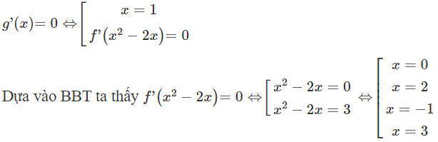 Cho hàm số f (x) có bảng biến thiên như sau: Số điểm cực trị của hàm số  f ( x^ 2 − 2 x )  là: (ảnh 1)